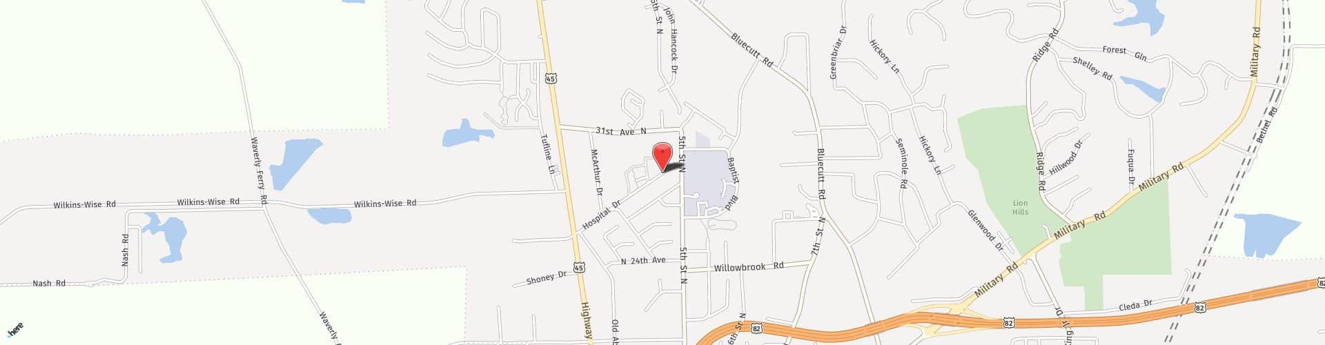 Location Map: 425 Hospital Dr. Columbus, MS 39705
